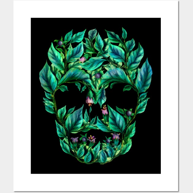 Deadly nightshade skull Wall Art by Sitenkova